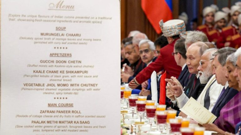 state dinner hosted by President Droupadi Murmu in Rashtrapati Bhavan Kashmiri Vladimir Putin menu